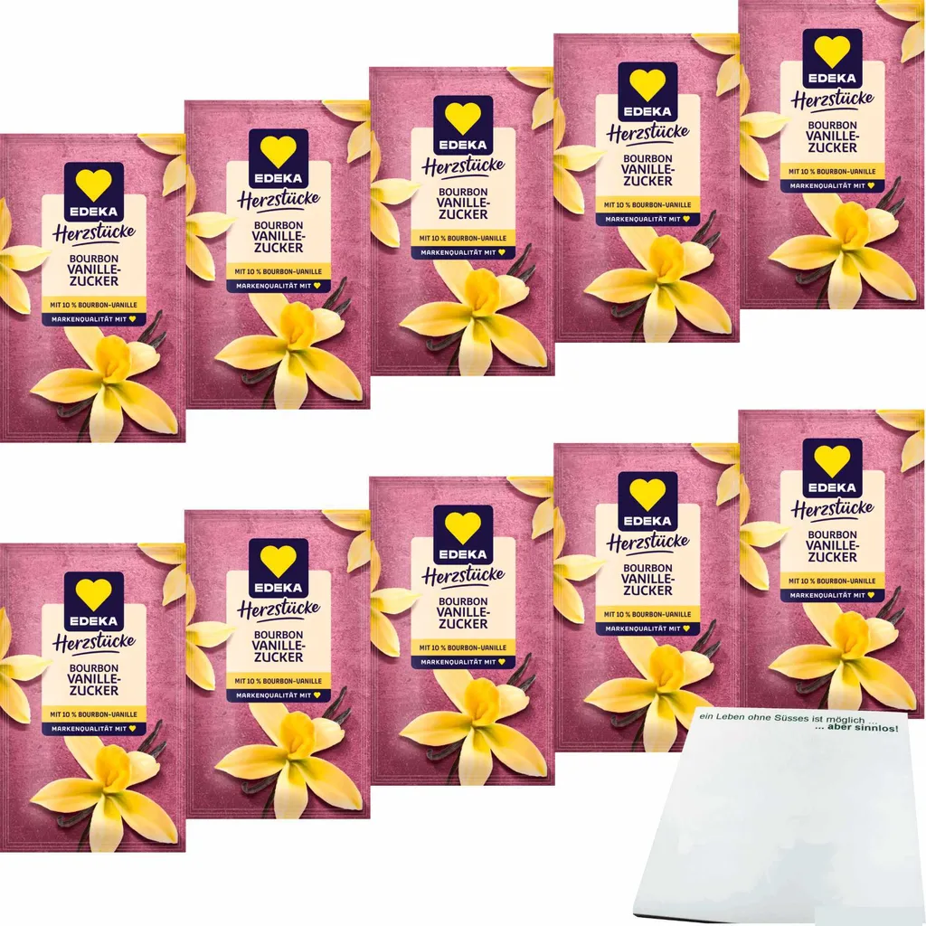Edeka Heart Pieces Bourbon Vanilla Sugar Bundle (10x8g pack) + usy Block