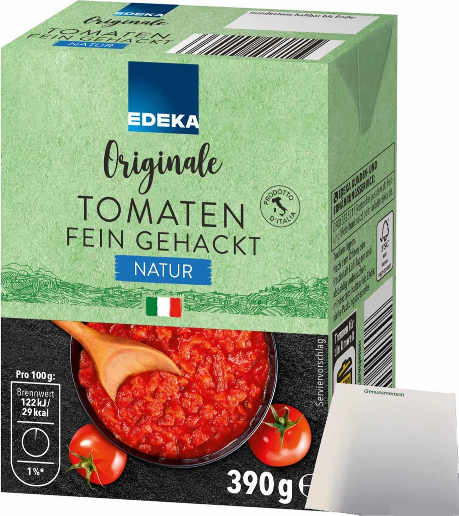 Edeka Original Tomatoes finely chopped natural (390g pack) + usy Block