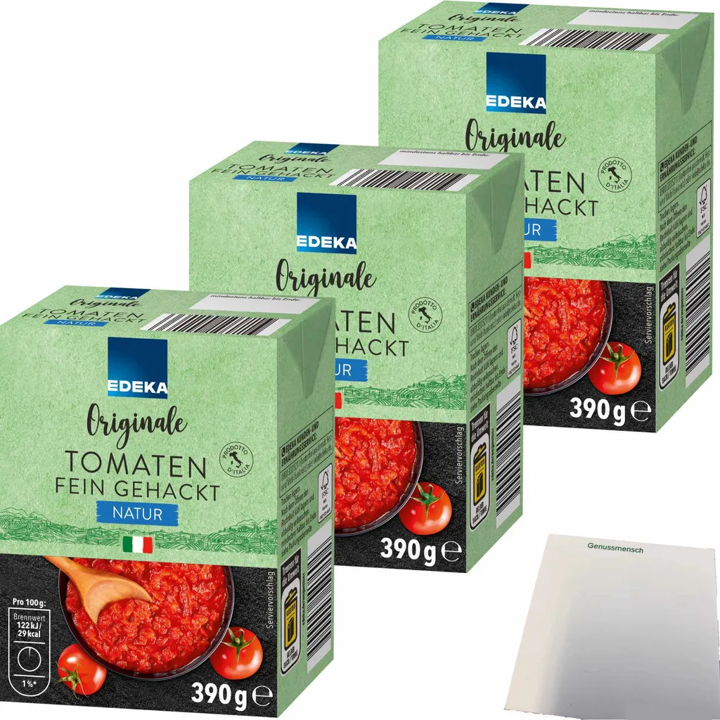 Edeka Original Tomatoes finely chopped natural 3-pack (3x390g pack) + usy Block