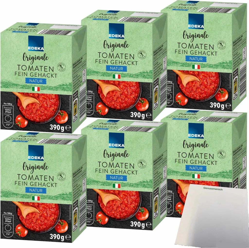 Edeka Original Tomatoes finely chopped natural 6-pack (6x390g pack) + usy Block