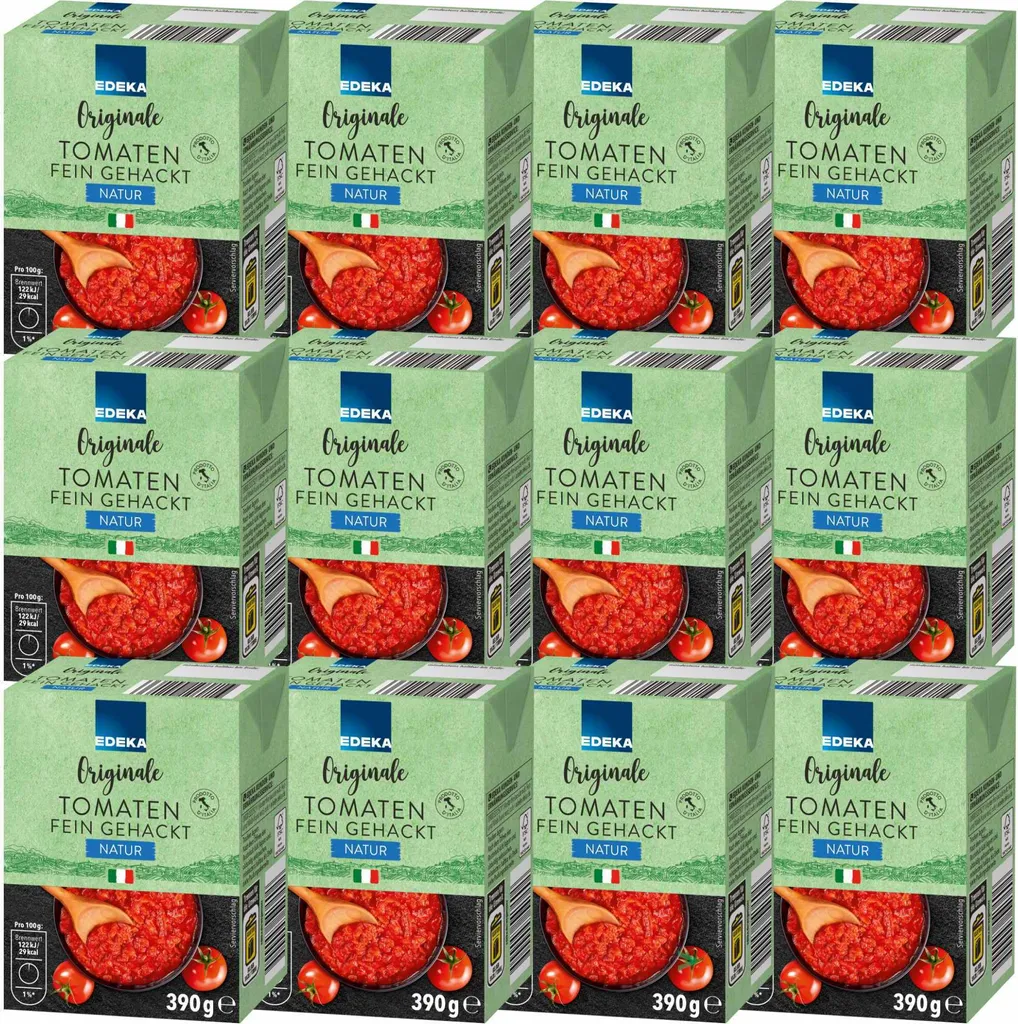 Edeka Original Tomatoes finely chopped natural VPE (12x390g pack)