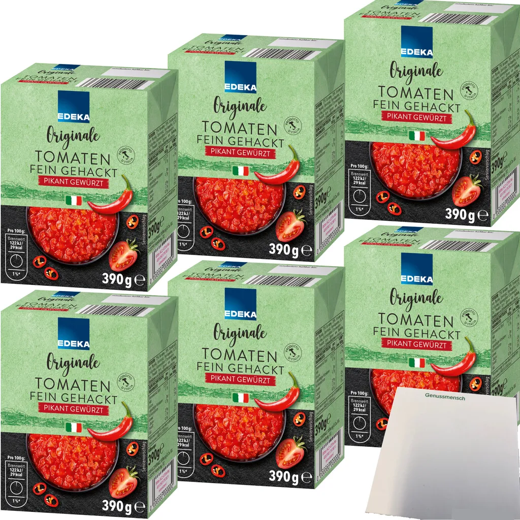 Edeka Original Tomatoes finely chopped spicy seasoned 6-pack (6x390g pack) + usy Block