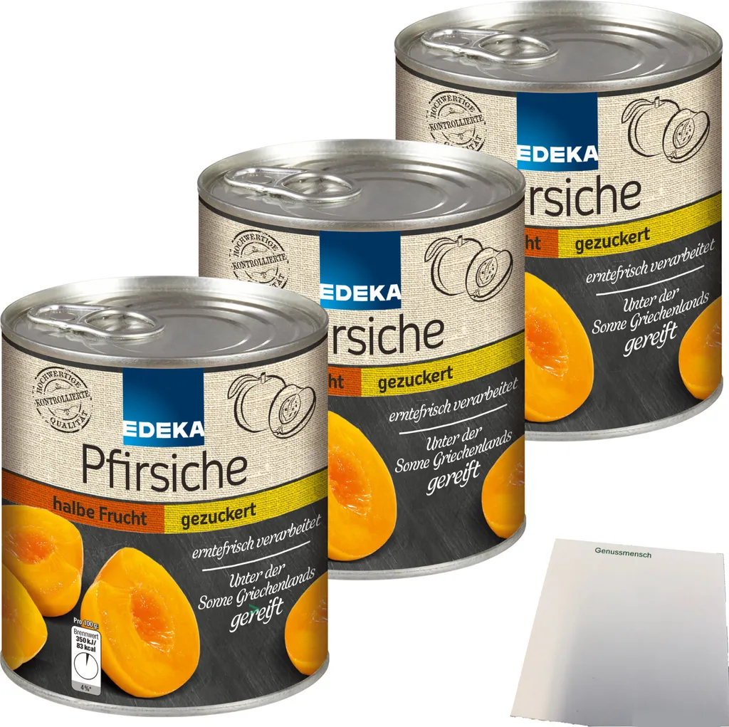 Edeka peaches half fruit freshly harvested 3-pack (3x820g can) + usy block