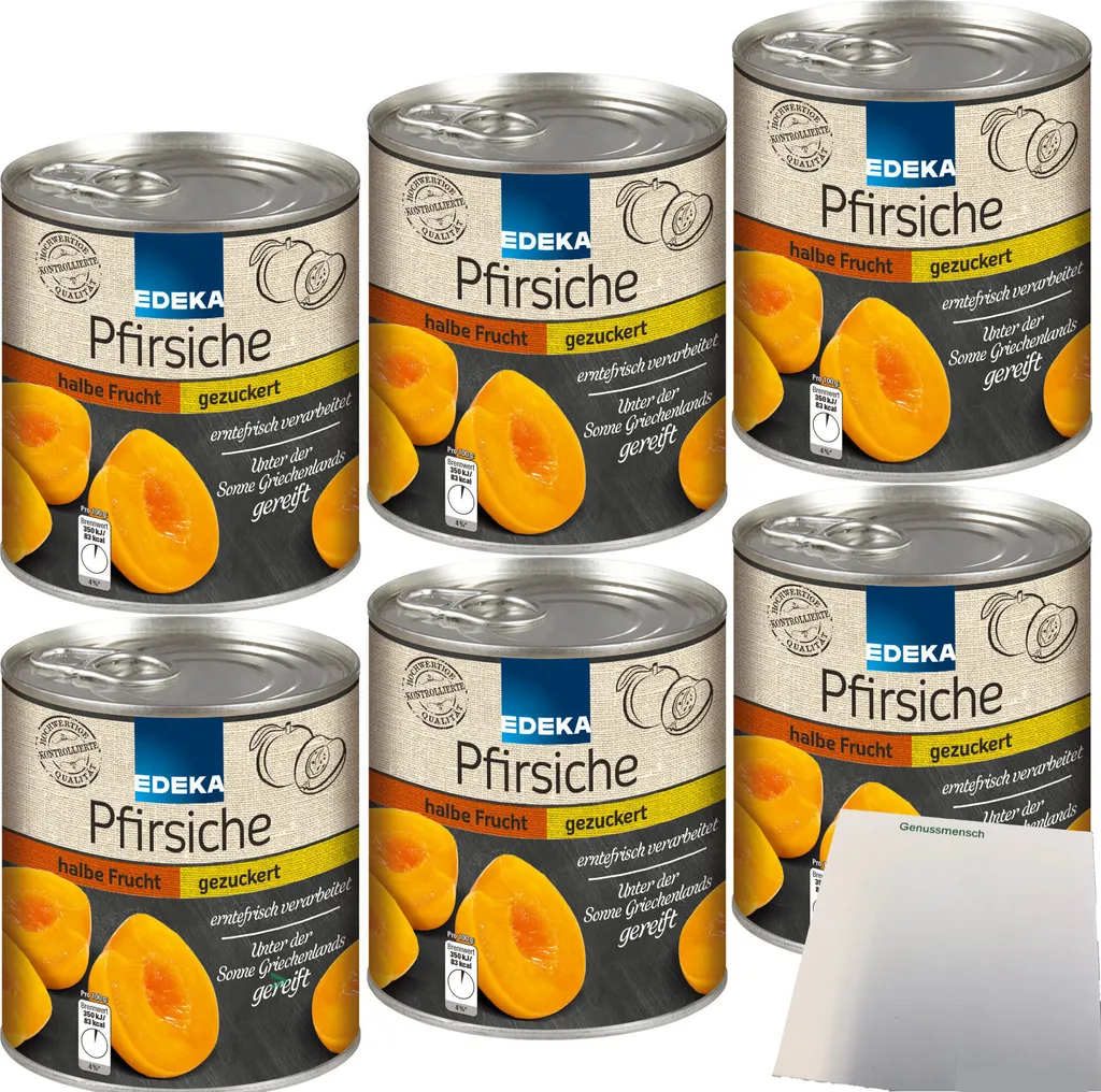 Edeka peaches half fruit freshly harvested 6-pack (6x820g can) + usy block
