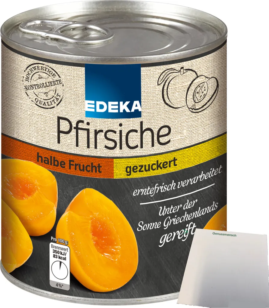 Edeka peaches half fruit freshly harvested (820g can) + usy block
