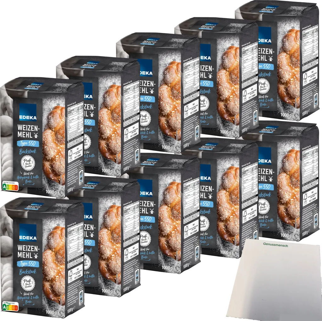 Edeka wheat flour type 550 ideal for yeast pastries and light breads VPE (10x1kg pack) + usy block