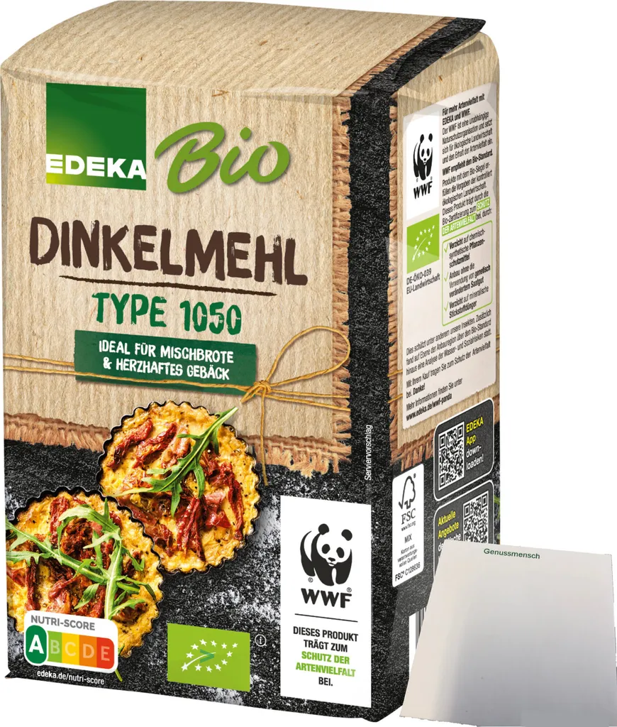 Edeka spelt flour type 1050 ideal for mixed breads and savory pastries (1kg pack) + usy block