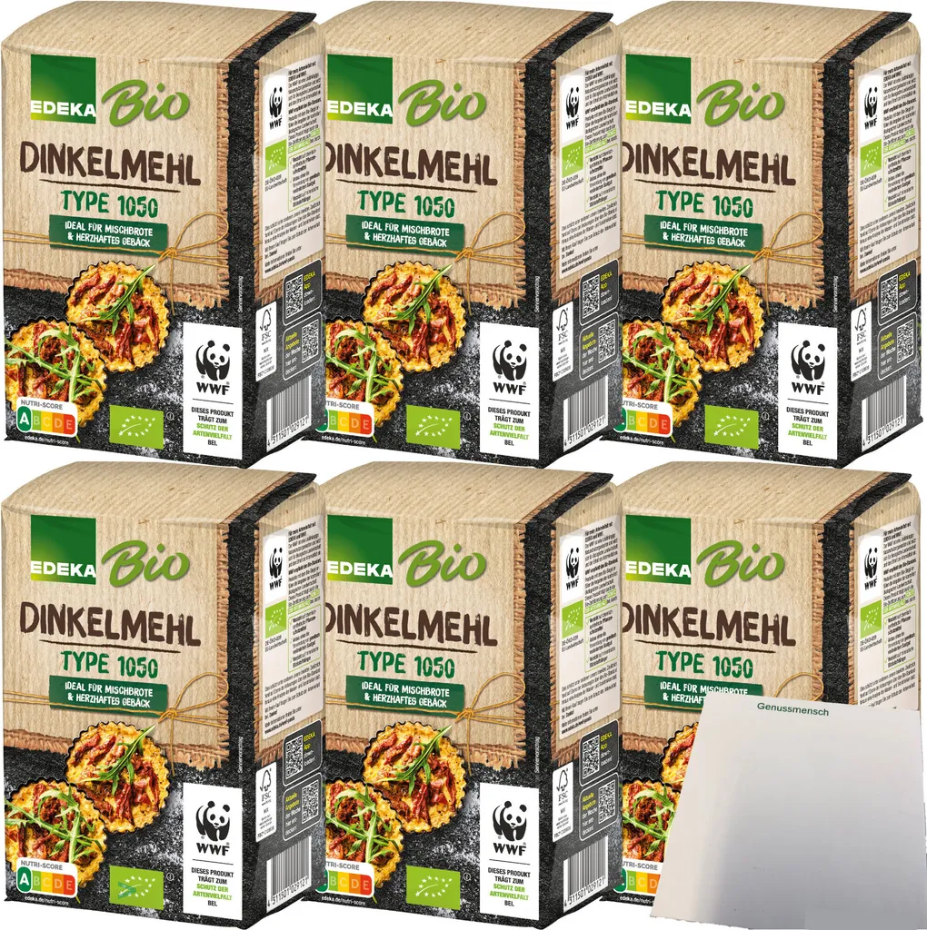 Edeka spelt flour type 1050 ideal for mixed breads and savory pastries 6-pack (6x1kg pack) + usy block