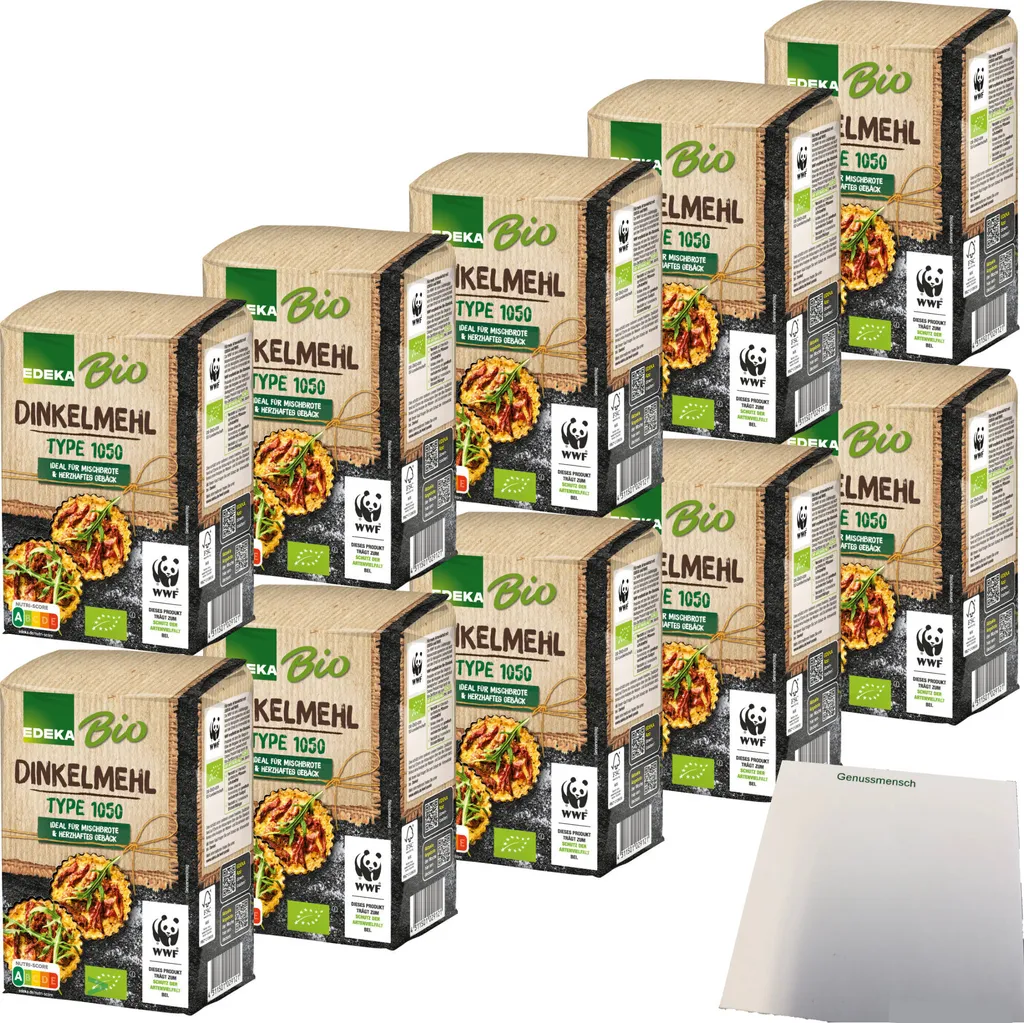 Edeka spelt flour type 1050 ideal for mixed breads and savory pastries VPE (10x1kg pack) + usy block