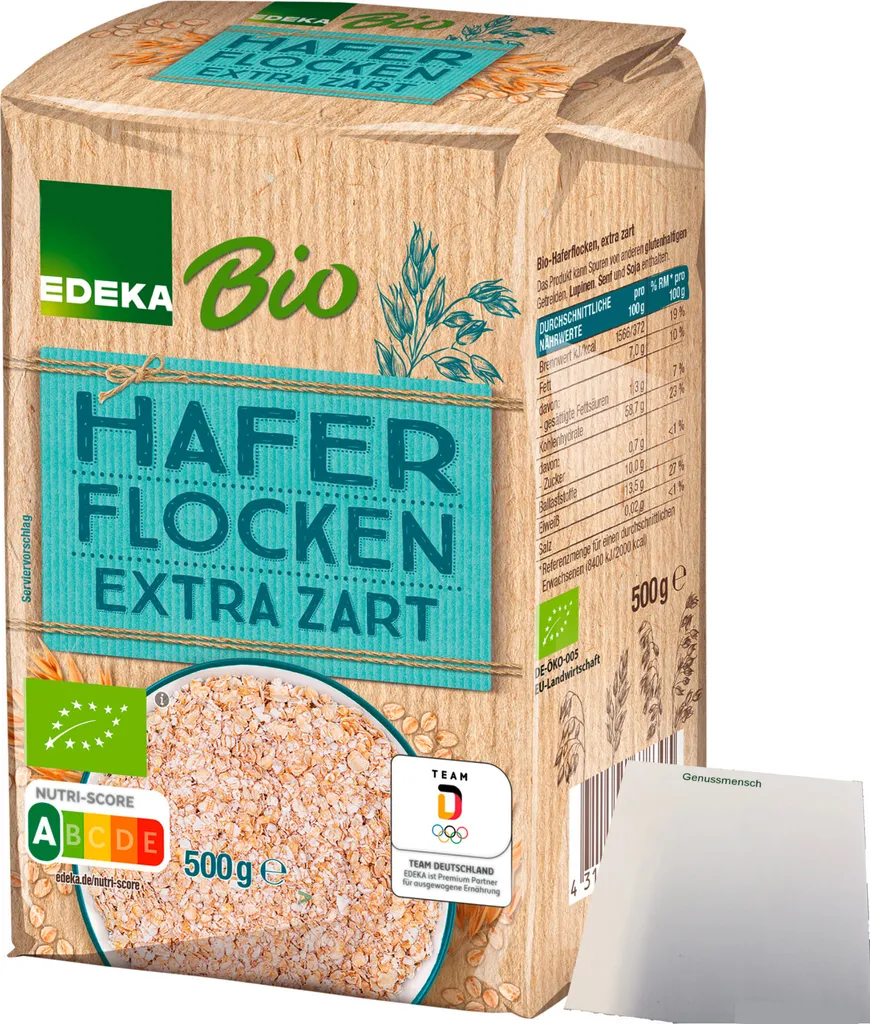 EdekaHaferflocken extra zart (500g Packung) + usy Block