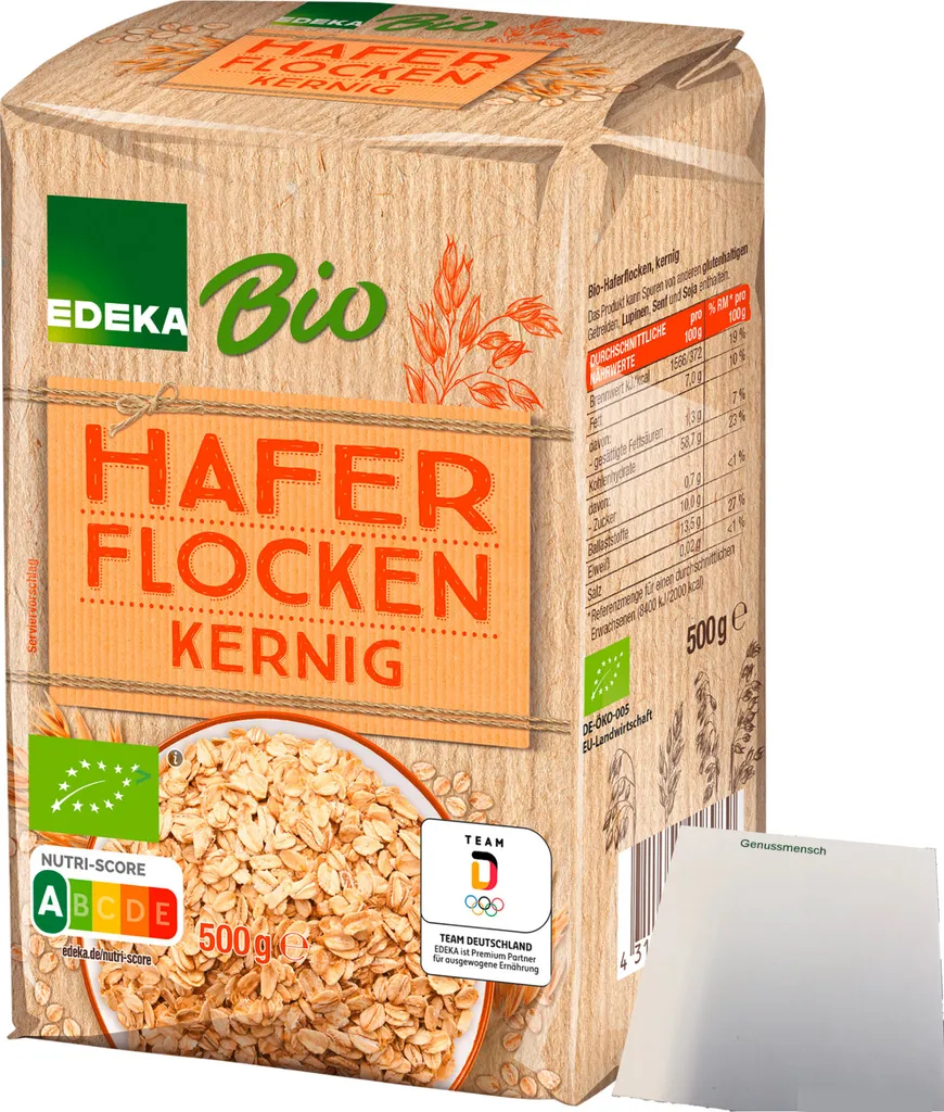 EdekaHaferflocken kernig (500g Packung) + usy Block