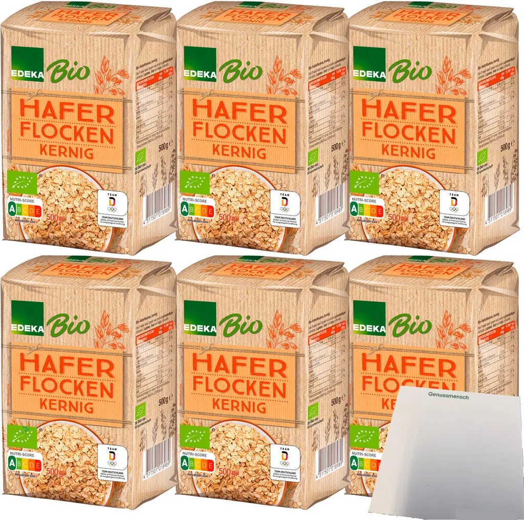 EdekaHaferflocken kernig 6er Pack (6x500g Packung) + usy Block