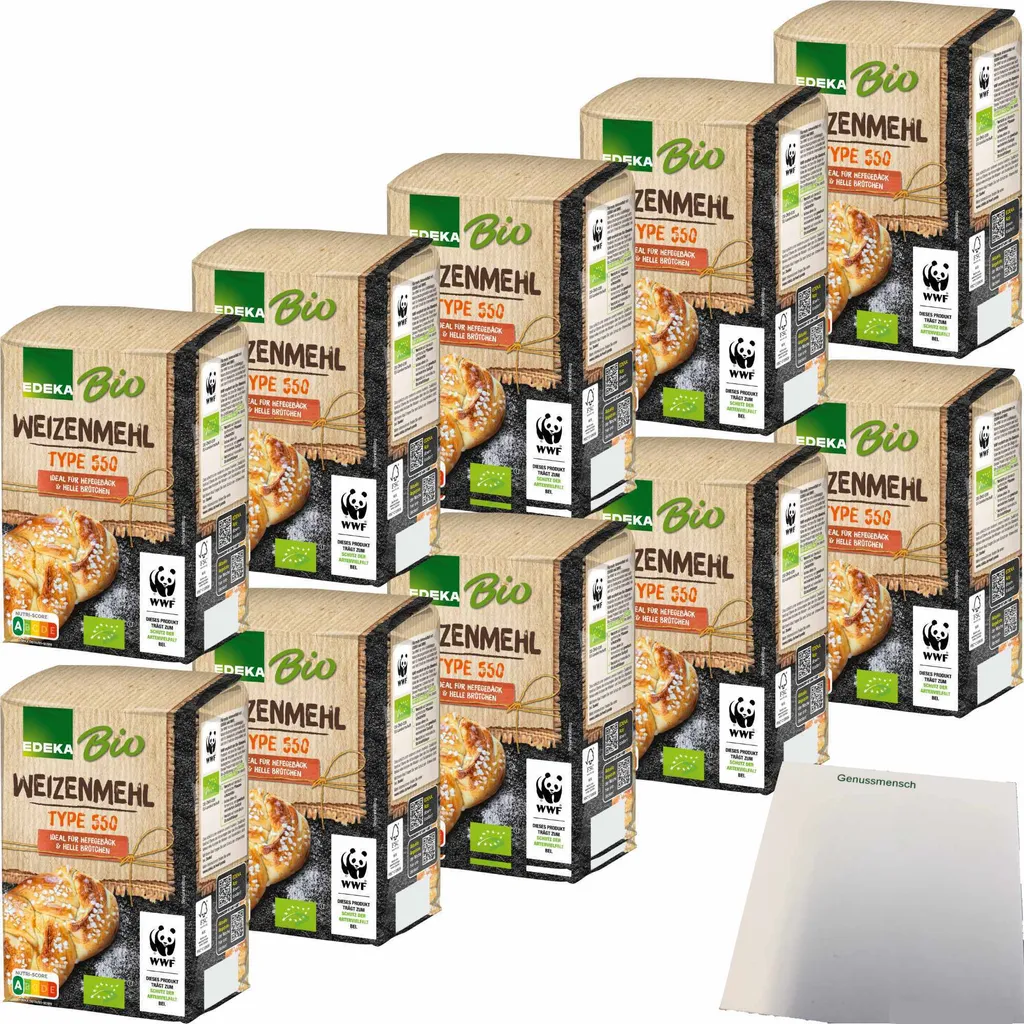 Edeka wheat flour type 550 ideal for yeast pastries and light breads 10-pack (10x1kg pack) + usy block