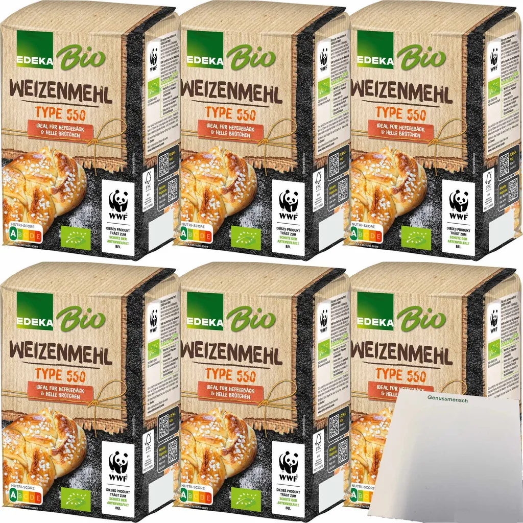 Edeka wheat flour type 550 ideal for yeast pastries and light breads 6-pack (6x1kg pack) + usy block