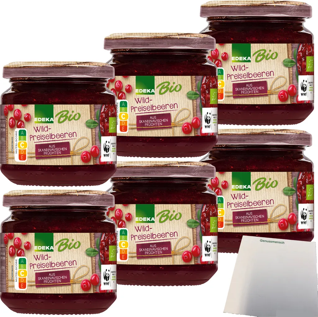 EdekaWild Cranberries 40% fruit content 6-pack (6x220g jar) + usy block