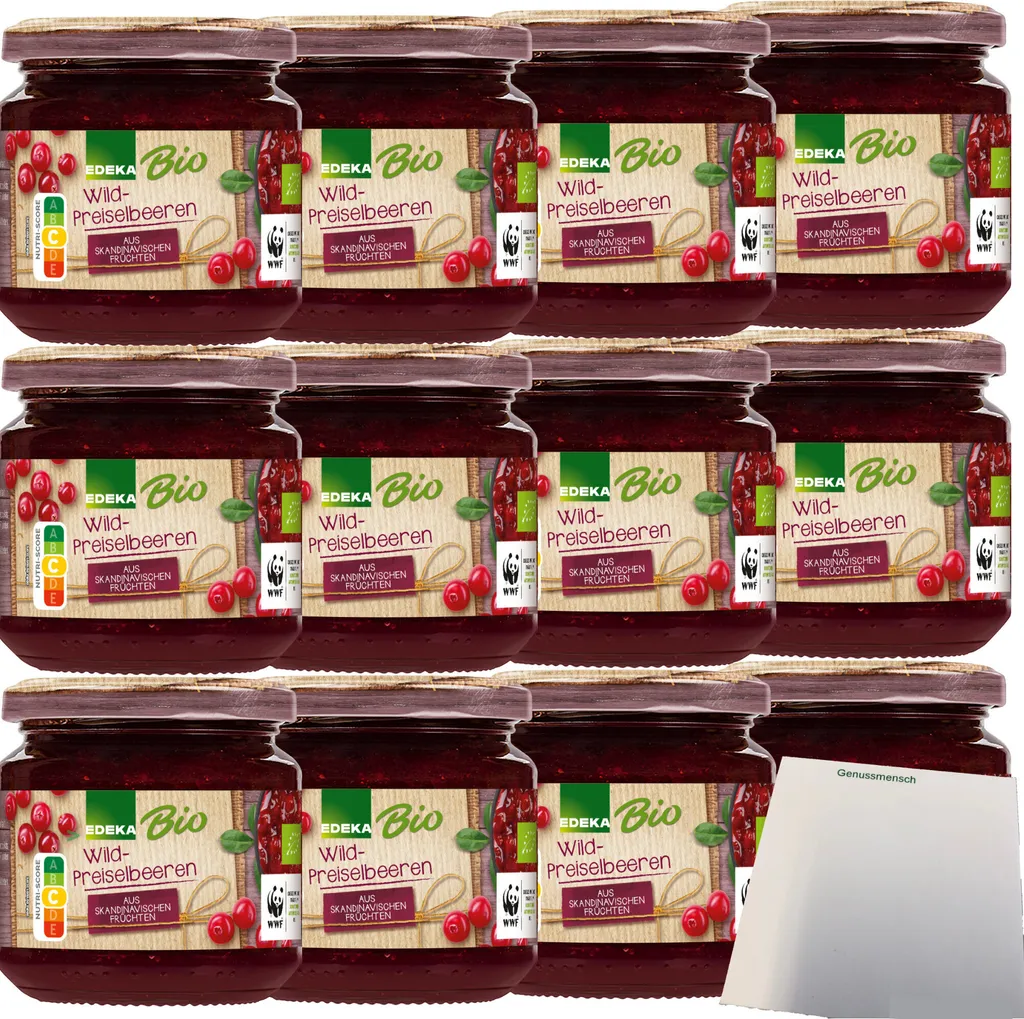EdekaWild Cranberries 40% fruit content VPE (12x220g jar) + usy block