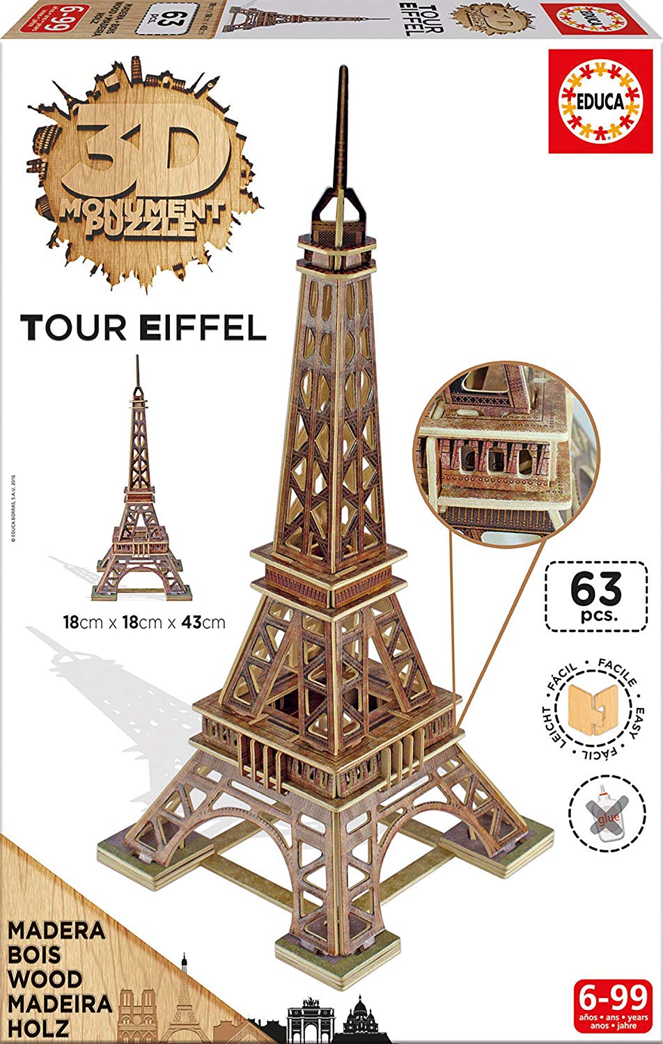 Educa 16998.0 3D Monument Puzzle Eiffel Tower