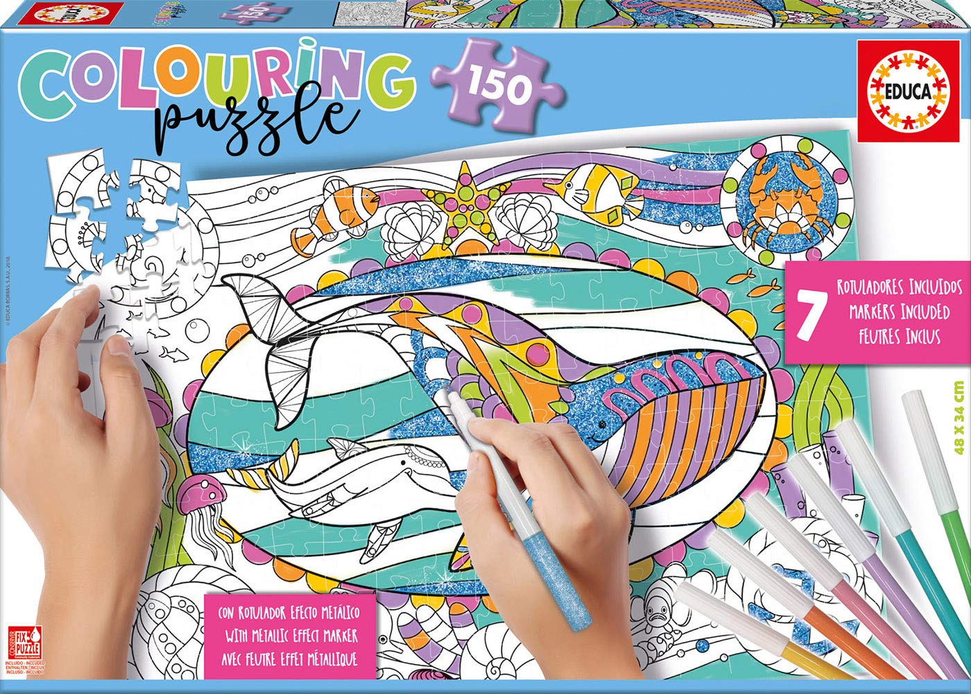Educa 17827 Colouring Puzzle Ring Kids Sea Creatures