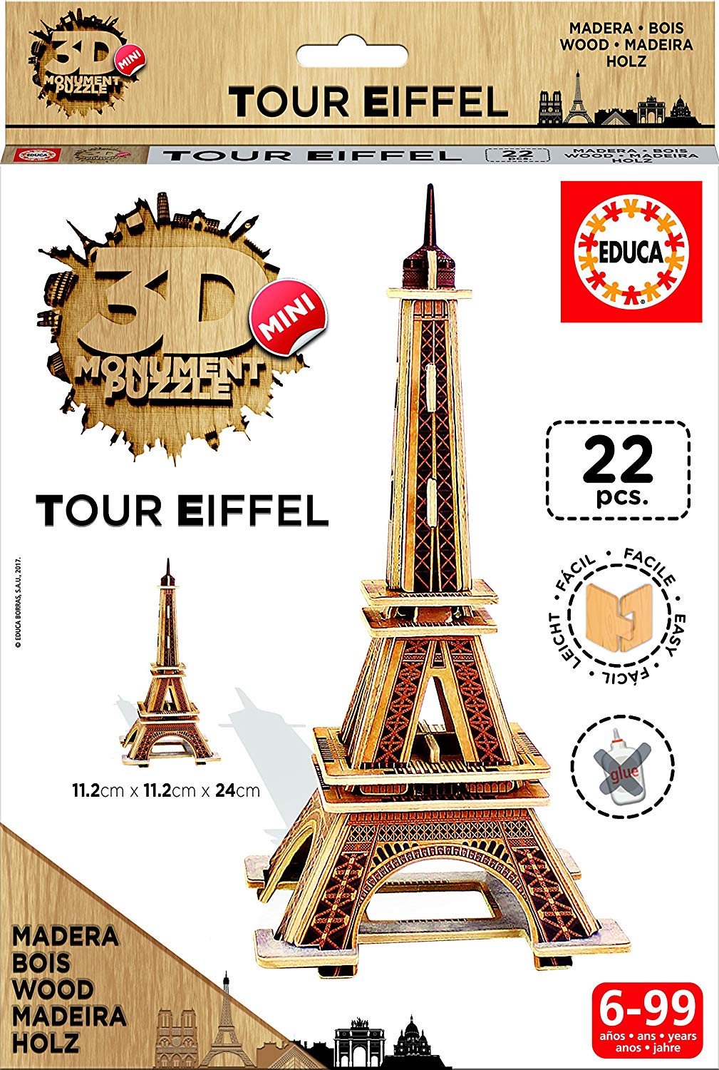 Educa Mini 3D Puzzle Eiffel Tower Paris 22 Pieces
