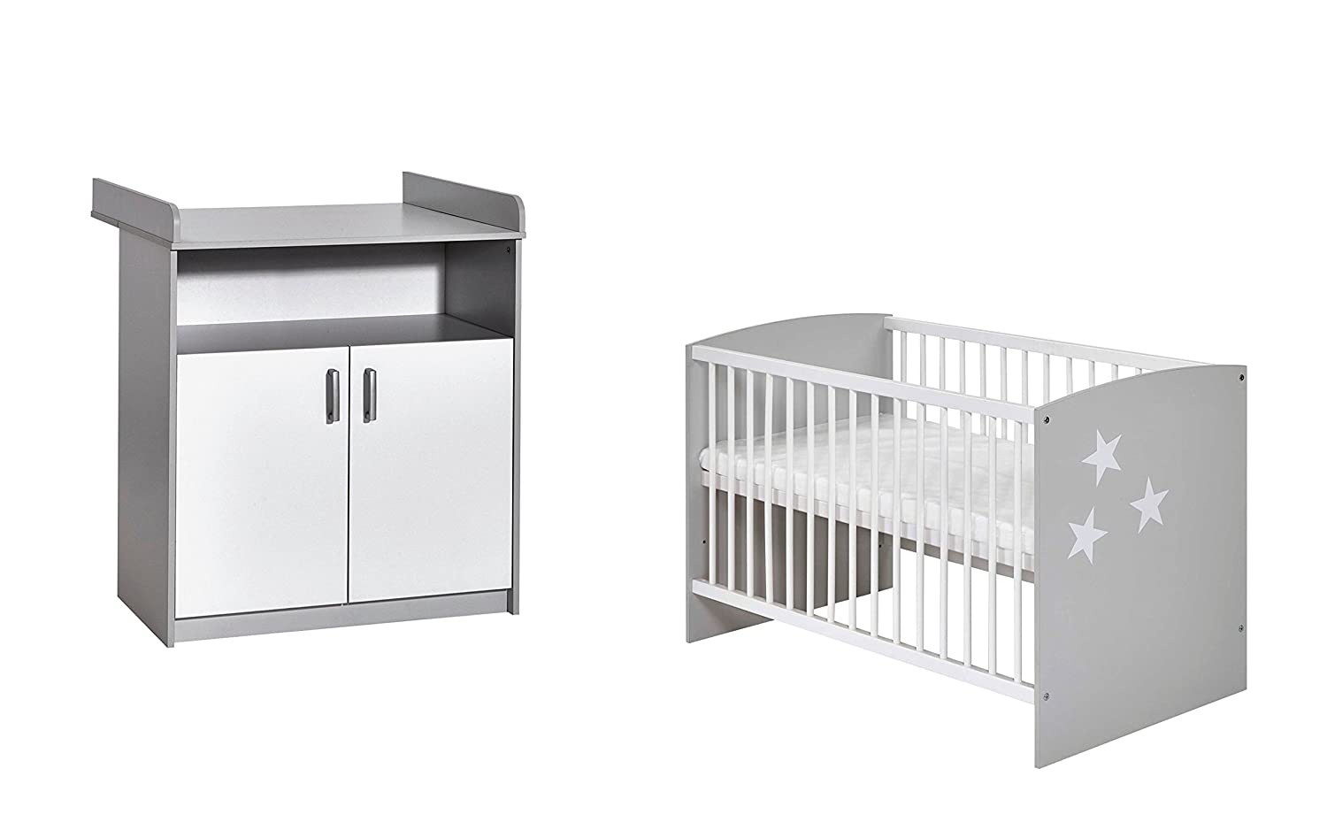Schardt Classic Grey 10 512 46 00 Economy Set 2 Pieces Comprising of Cot and Changing Table 60 x 120 cm