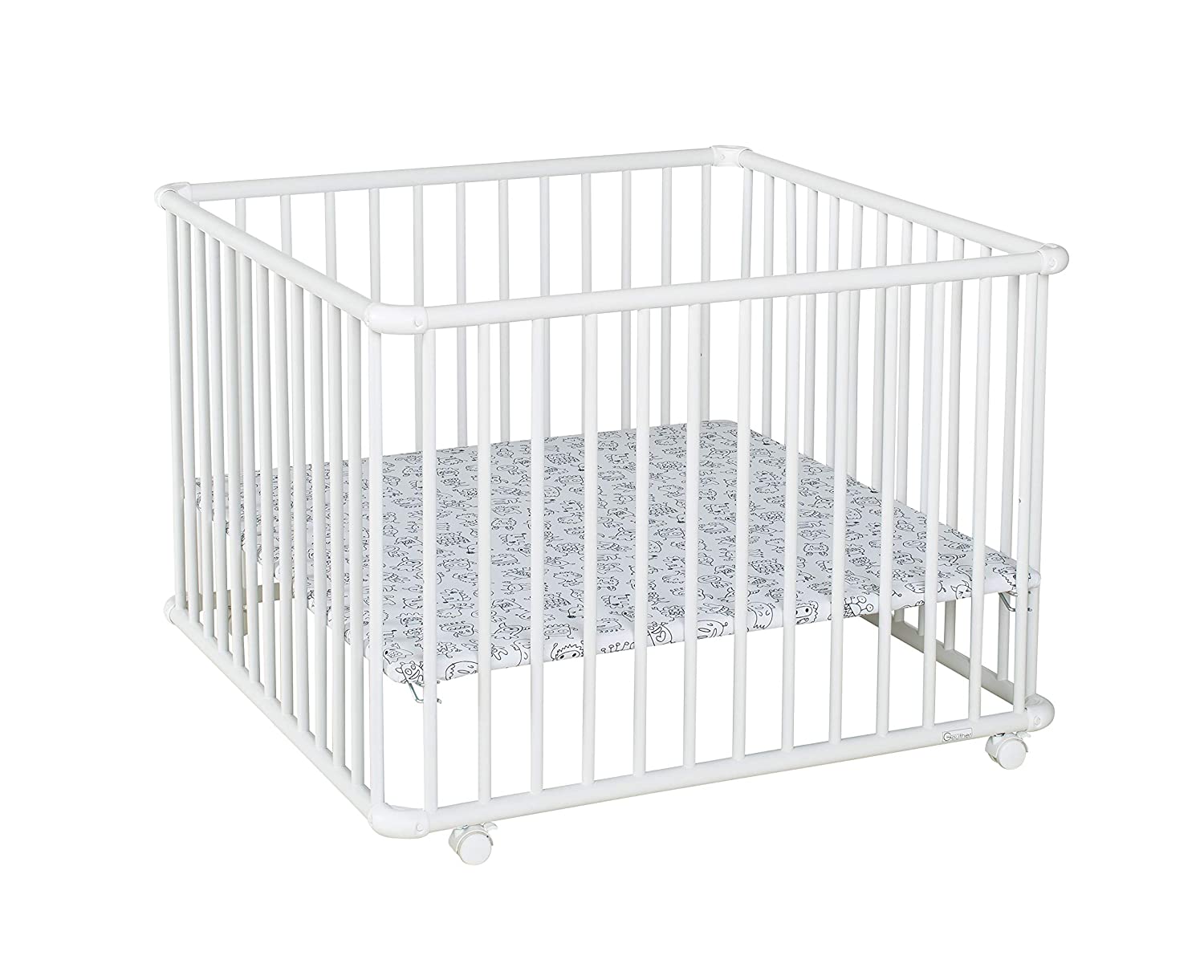 Geuther Belami Playpen Tüv-Approved Height-Adjustable Removable Padded Floo