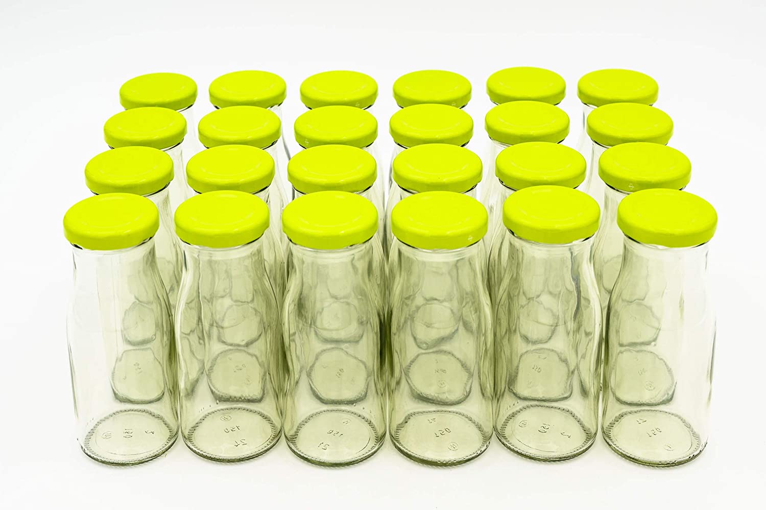 flaschenbauer.de 24 Empty Bottles, Small Glass Bottles 150 ml White TO43 with Light Green Cap