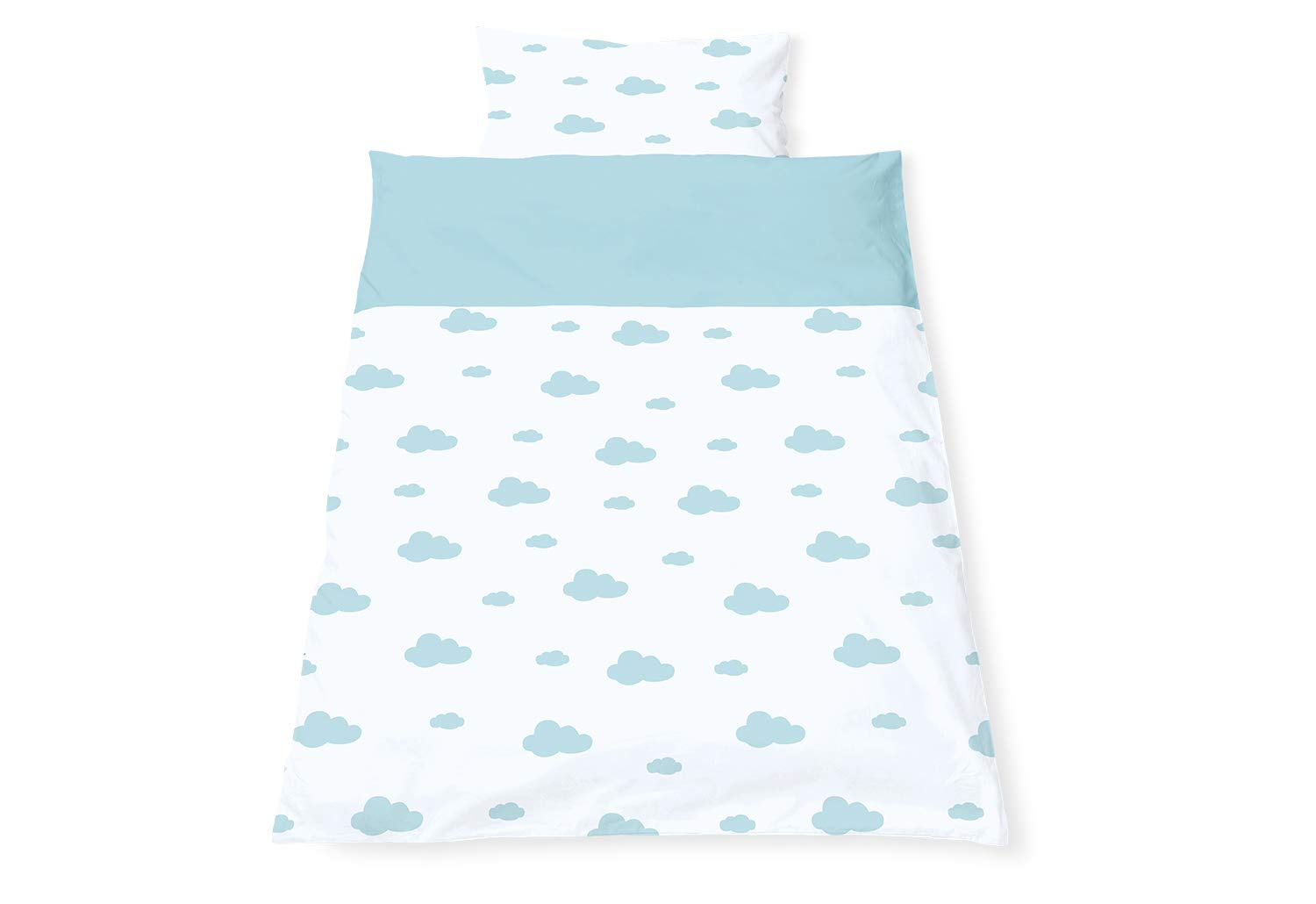 Pinolino 630012-2 Reversible Bed Linen for Children\'s Beds \'Clouds\' 2-Piece Blue