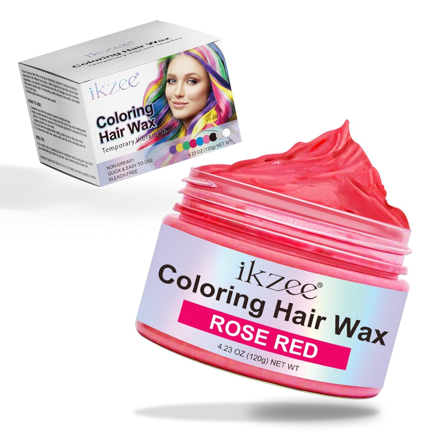 Haarfarbe Rot Temporäre,Unisex Haarfärbemittel Wachs,Natürliches Buntes Haarwachs,Dauerhafte Pflege-Haarfarbe für Party, Cosplay & Halloween