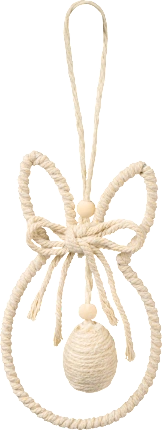 Bunny, outline with cord & egg tag, cream, 1 pc