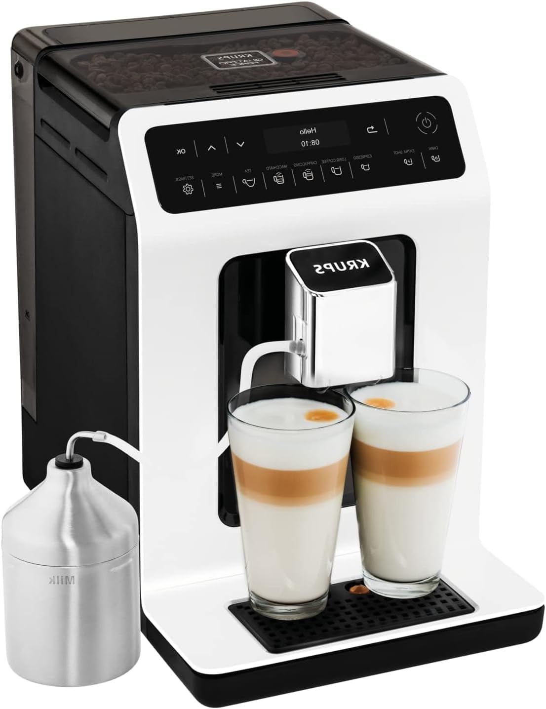 Krups Evidence Fully Automatic Coffee Machine 15 Bar, 1450 W, Milk Foam System, Automatic Cleaning, 2 Cup Function, Stainless Steel, OLED Display, Direct Selection Buttons, Espresso Coffee Machine,