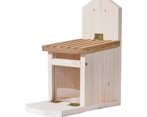 Squirrel feeding station dobar wood 14 x 25 x 28 cm white with brown roof