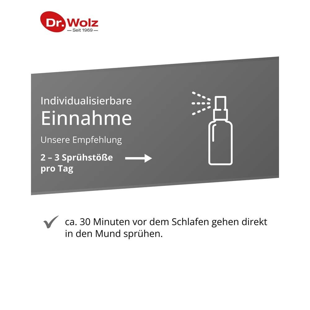 Dr. Wolz sleep spray, optimal combination with melatonin and passionflower extract, without preservatives and sugar, 30ml