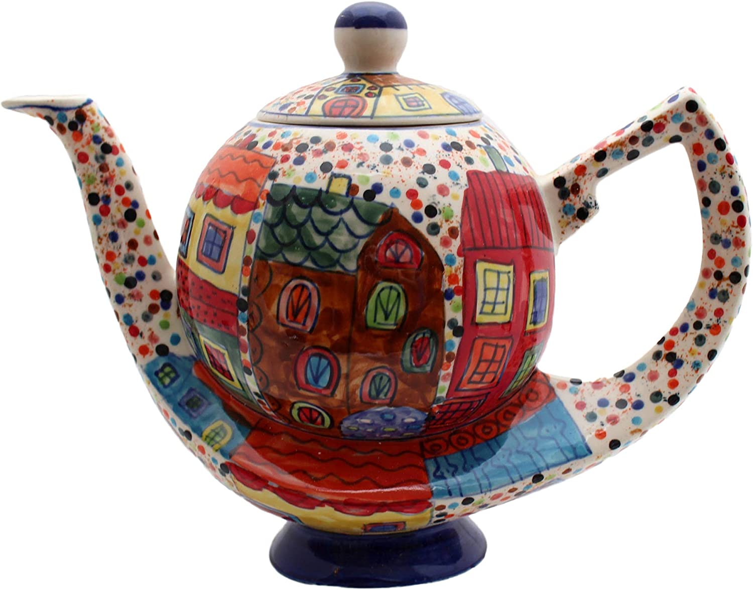 Gall&Zick Aladin Village Ceramic Teapot Hand-Painted Multi-Coloured