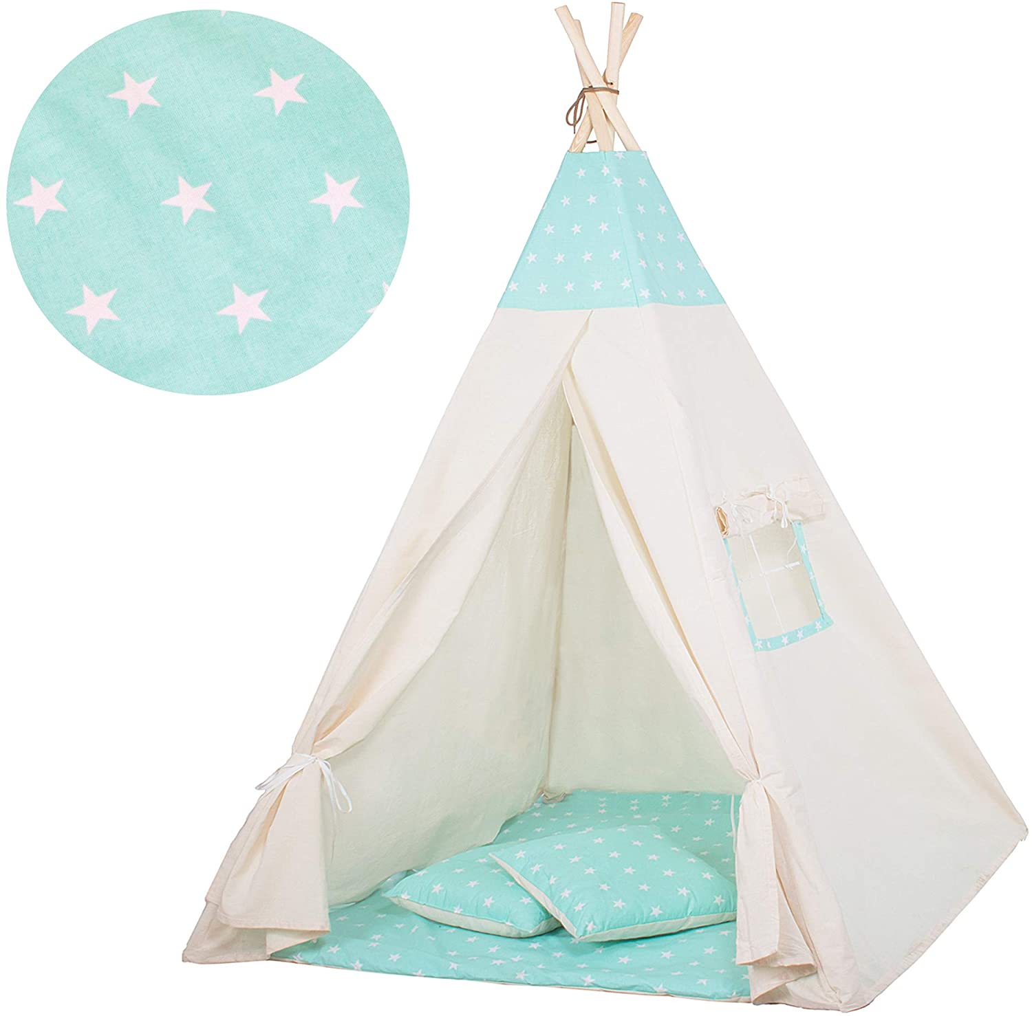 Springos Childrens Tepee Tipi Tent Wigwam With Floor Mat Cotton Childrens