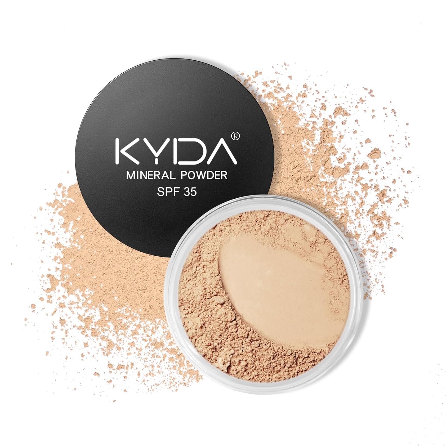 KYDA Mineral Powder Foundation, SPF 35, Lightweight Loose Powder Foundation, Skin-Improving Mineral Foundation, Buildable Coverage, Natural Glow Base Makeup, 0.28 oz, Fair Light