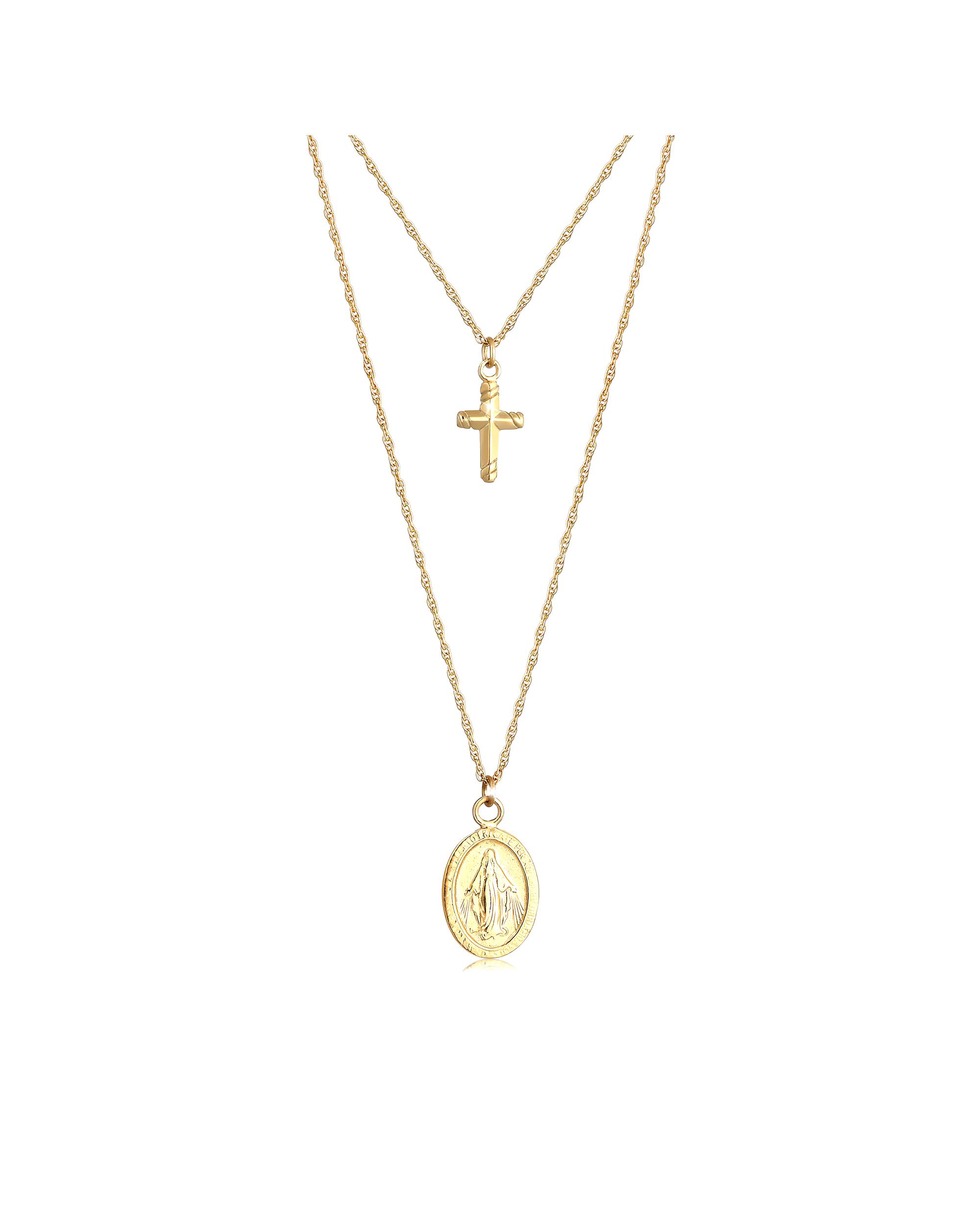 Elli necklace layering cross image of Mary two rows 925 silver