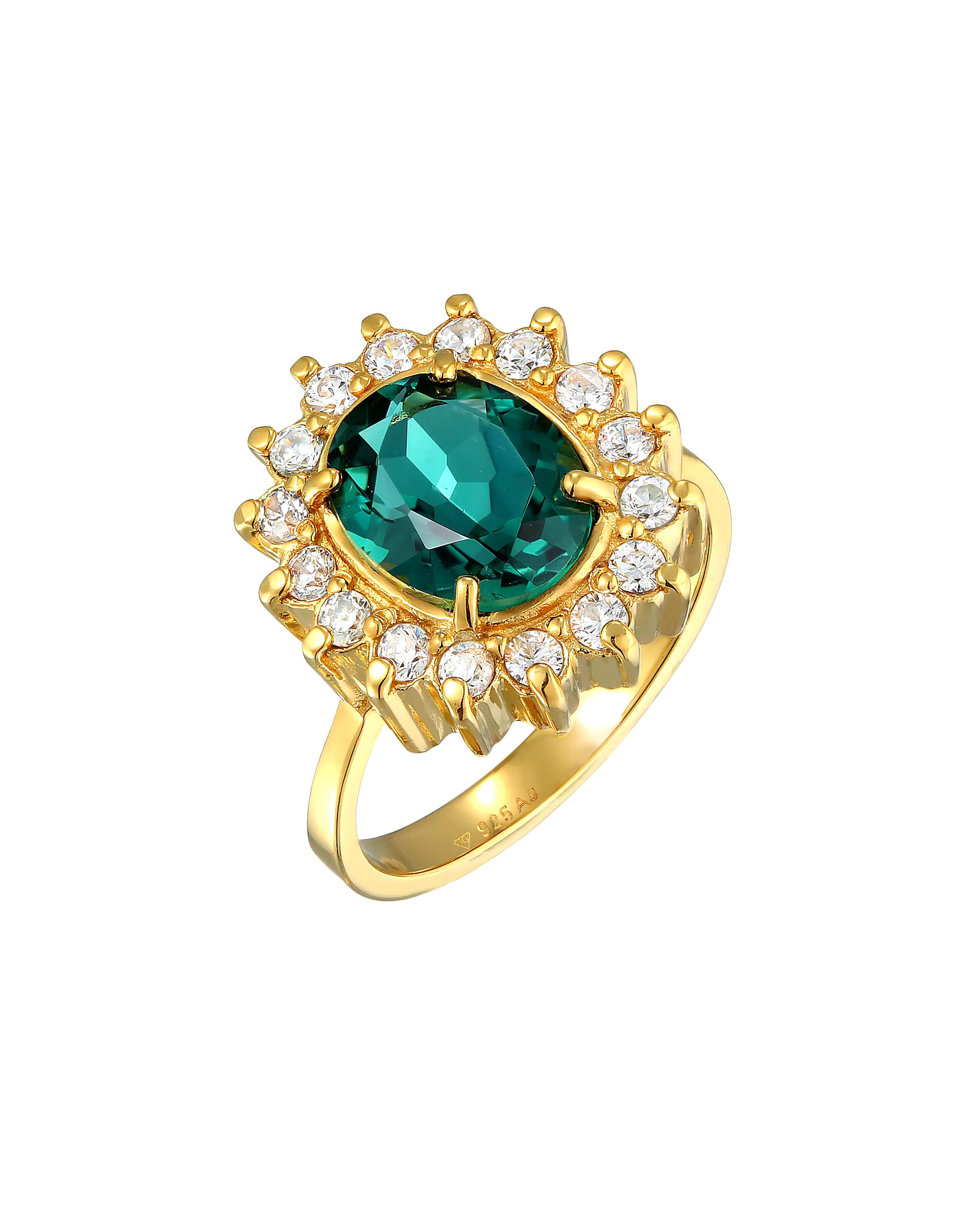 Elli PREMIUM ring cocktail ring quartz green royal zirconia 925 silver