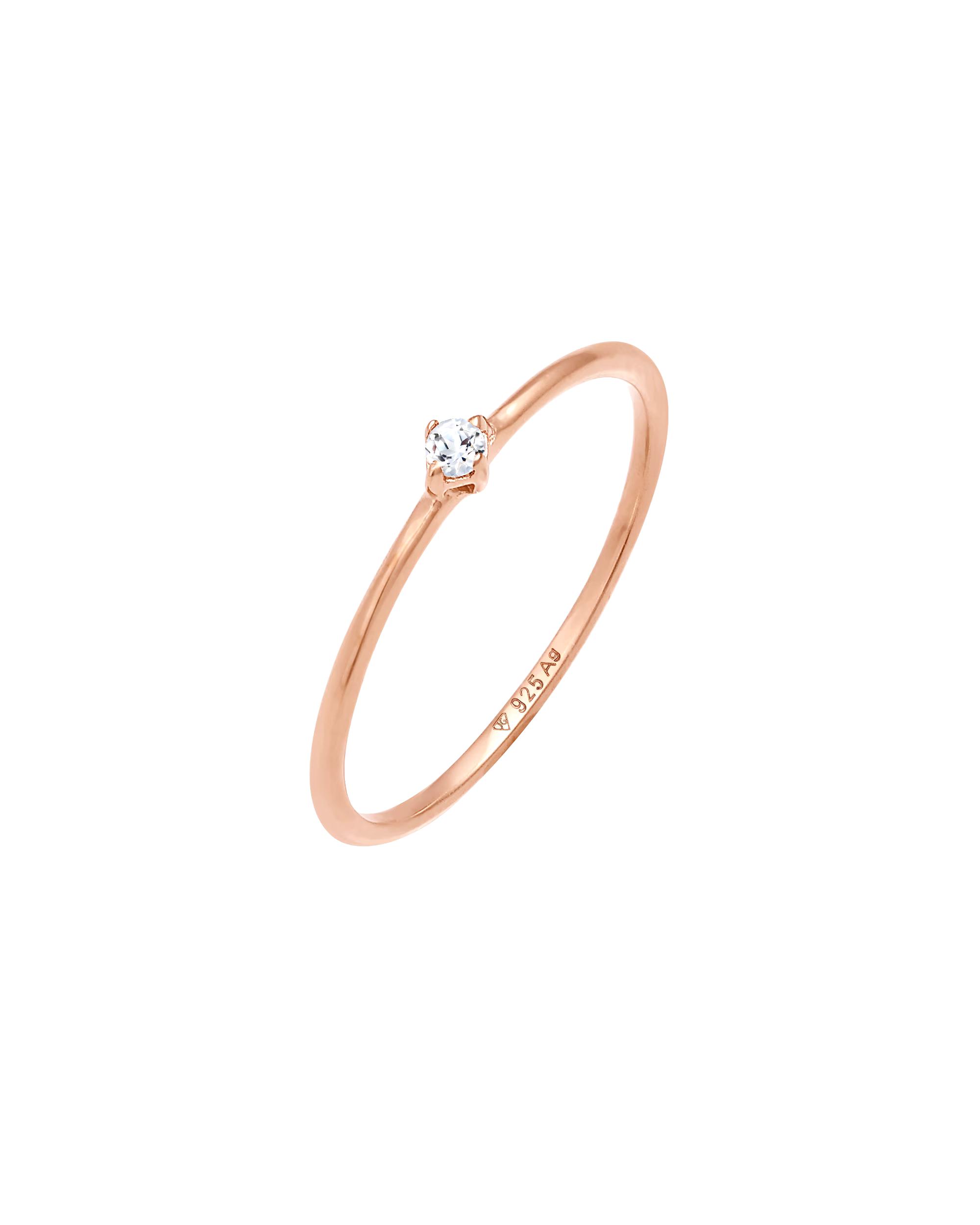 Elli PREMIUM ring Elli PREMIUM ring stacking ring topaz solitaire 925 silver gold-plated