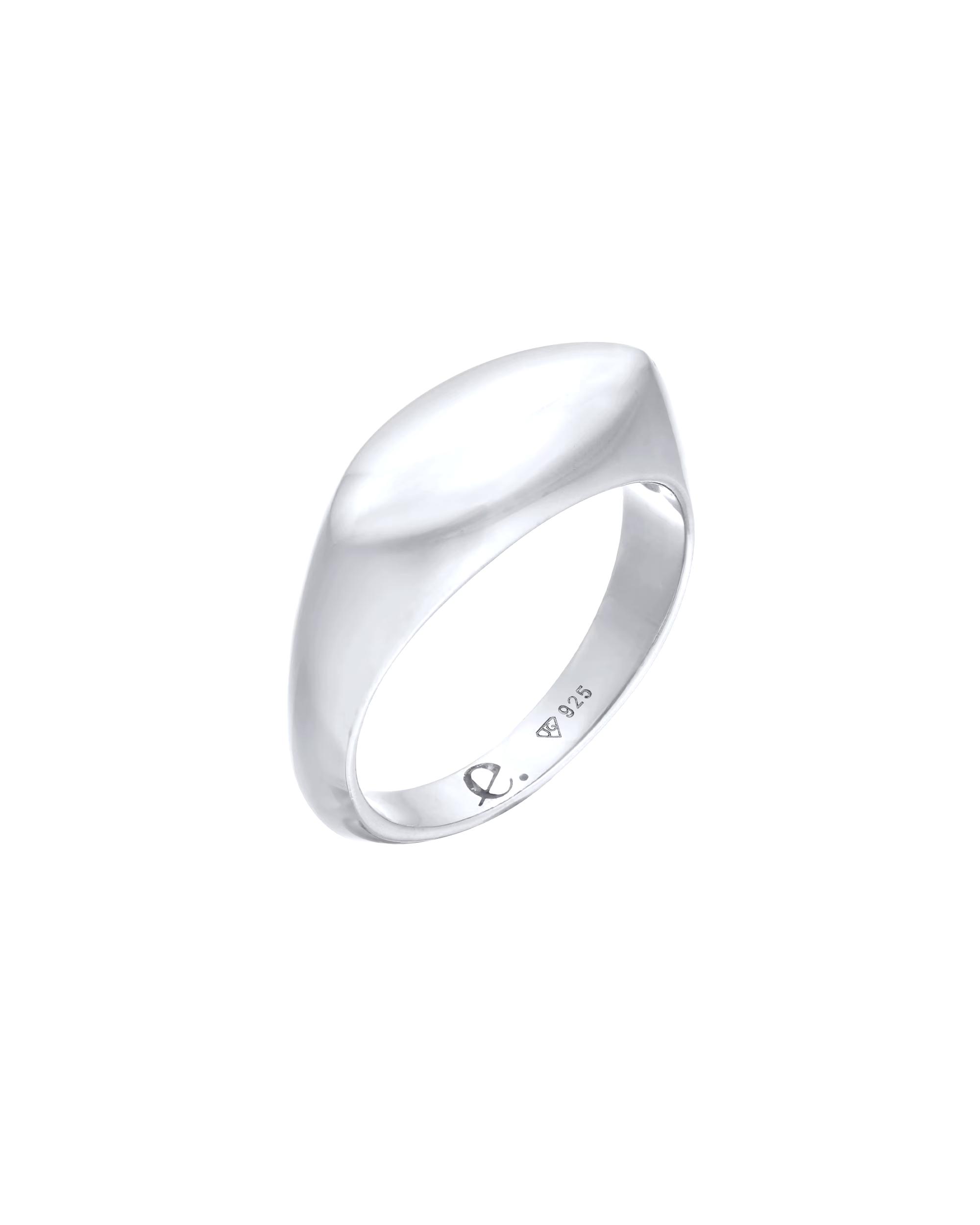 Elli PREMIUM ring signet ring marquise design 925 rhodium-plated silver