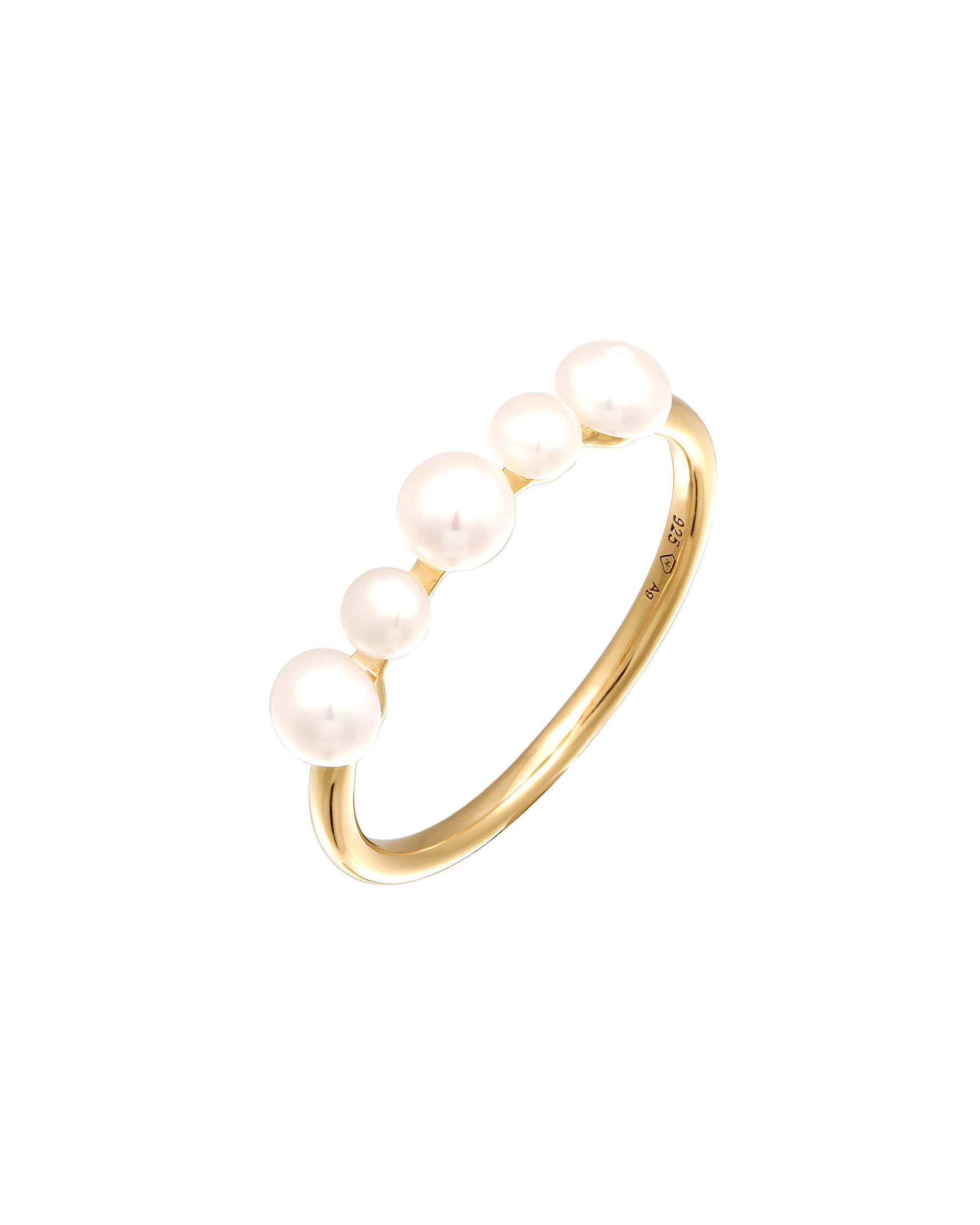 Elli PREMIUM ring freshwater pearls stacking 925 silver gold plated