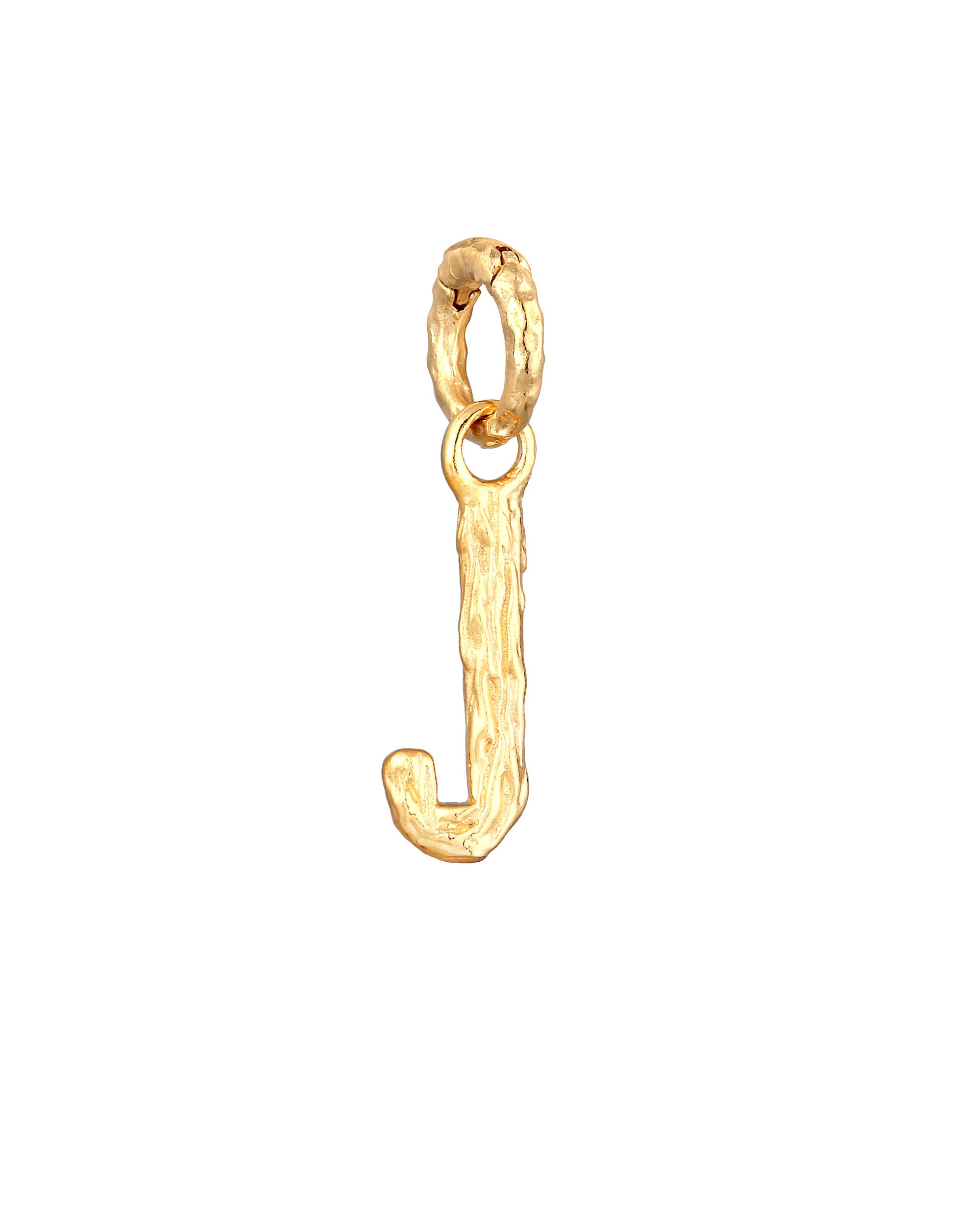 Elli jewelry pendant letter J Organic Look 925 silver gold-plated