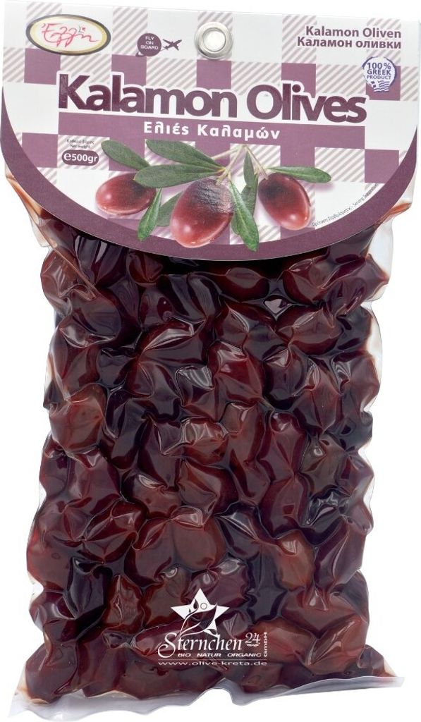 ELLIE 14669 Black Kalamon Olives 500g vacuum packed from Crete