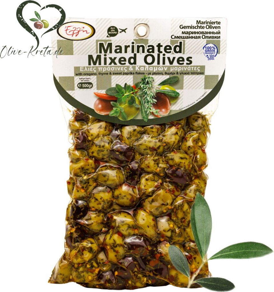 ELLIE 14686 Spicy Olive Mix Green/Black 500g vacuum packed from Crete