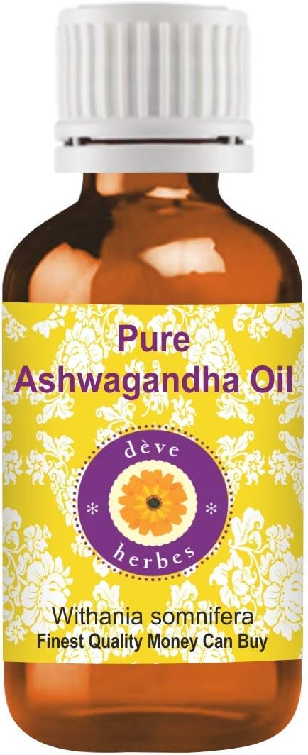 Deve Herbes Pure Ashwagandha Oil (Withania somnifera) Natural Therapeutic Quality 30 ml (1 oz)