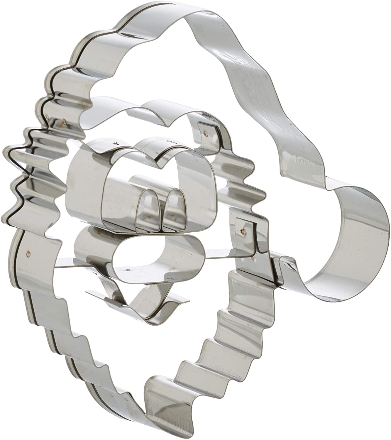 Staedter Embossed Santa Face Cookie Cutter, 9 cm, Stainless Steel