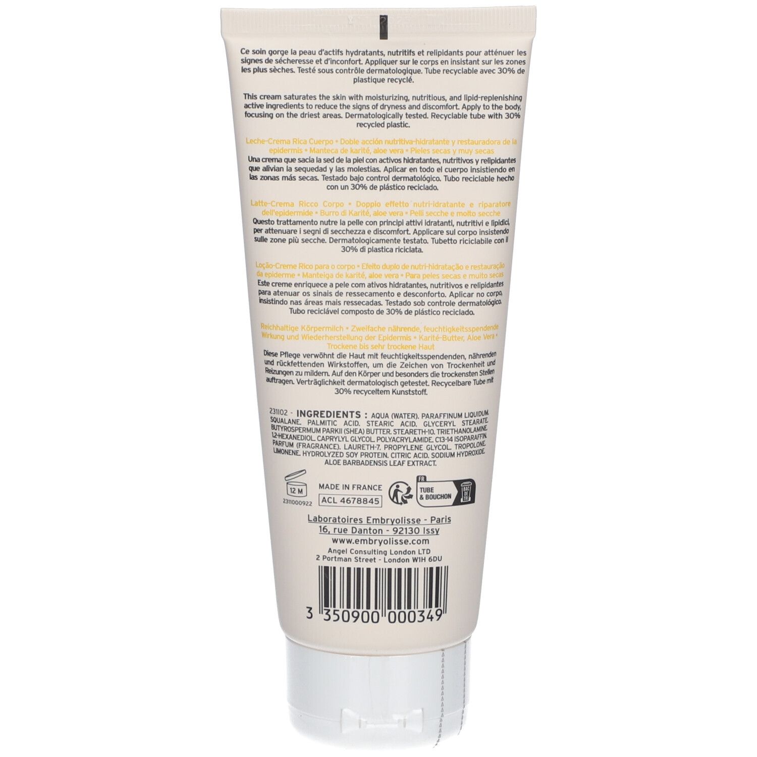 Embryolisse Les Nourrissants® Rich body lotion 200 ml