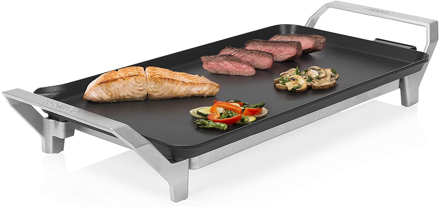Princess Premium Table Grill - Easy to Clean Teppanyaki Grill Plate with 0.9 m Cable Cable / with Cooltouch Handle, 103100
