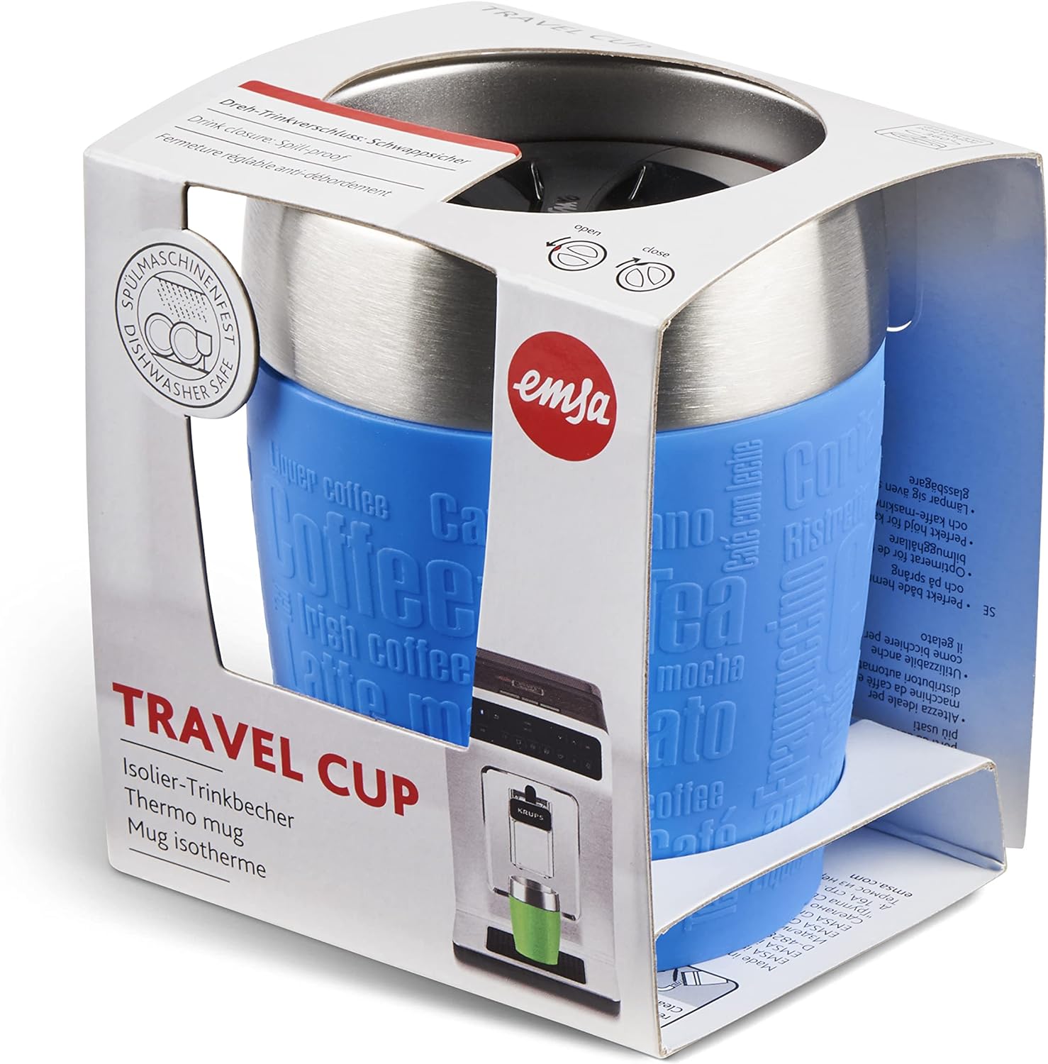 Emsa 514514 Isolating Drinking Cup, Enjoying Mobil, 200 ml, Rotary Drinking, Black, Travel Cup