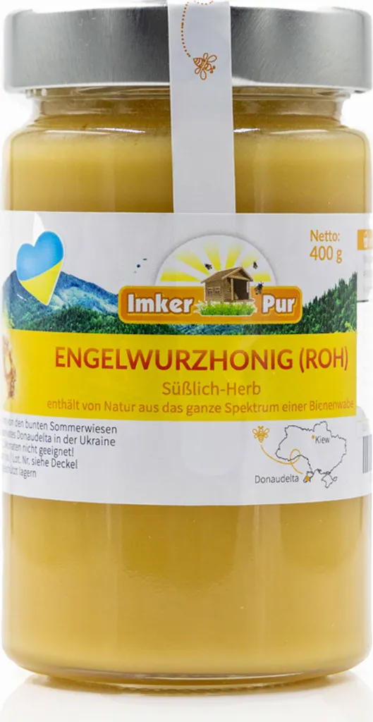 Engelwurzhonig (roh) von ImkerPur 400 g, ungefiltert, nicht geschleudert oder erhitzt