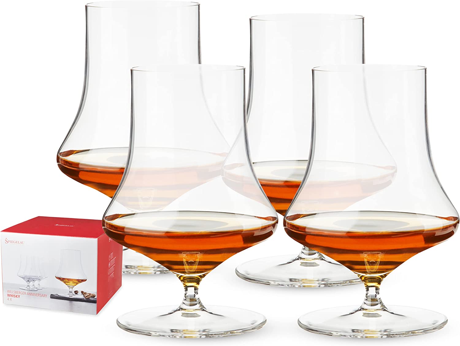 Spiegelau & Nachtmann Spiegelau Willsberger Whiskey Glasses, Set of 4, European Made Lead Free Crystal Modern Cocktail Glasses, Dishwasher Safe, Professional Quality, Cocktail Gift Set, 12 oz